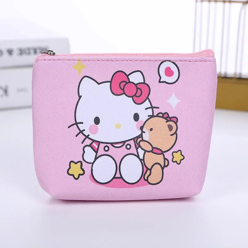 Hello Kitty Purse Coin Purses Cartoon Printed PU Melody Cute Wallet Bag Keychains Storage Bag Sanrio Kuromi Kawaii Mini Pouch