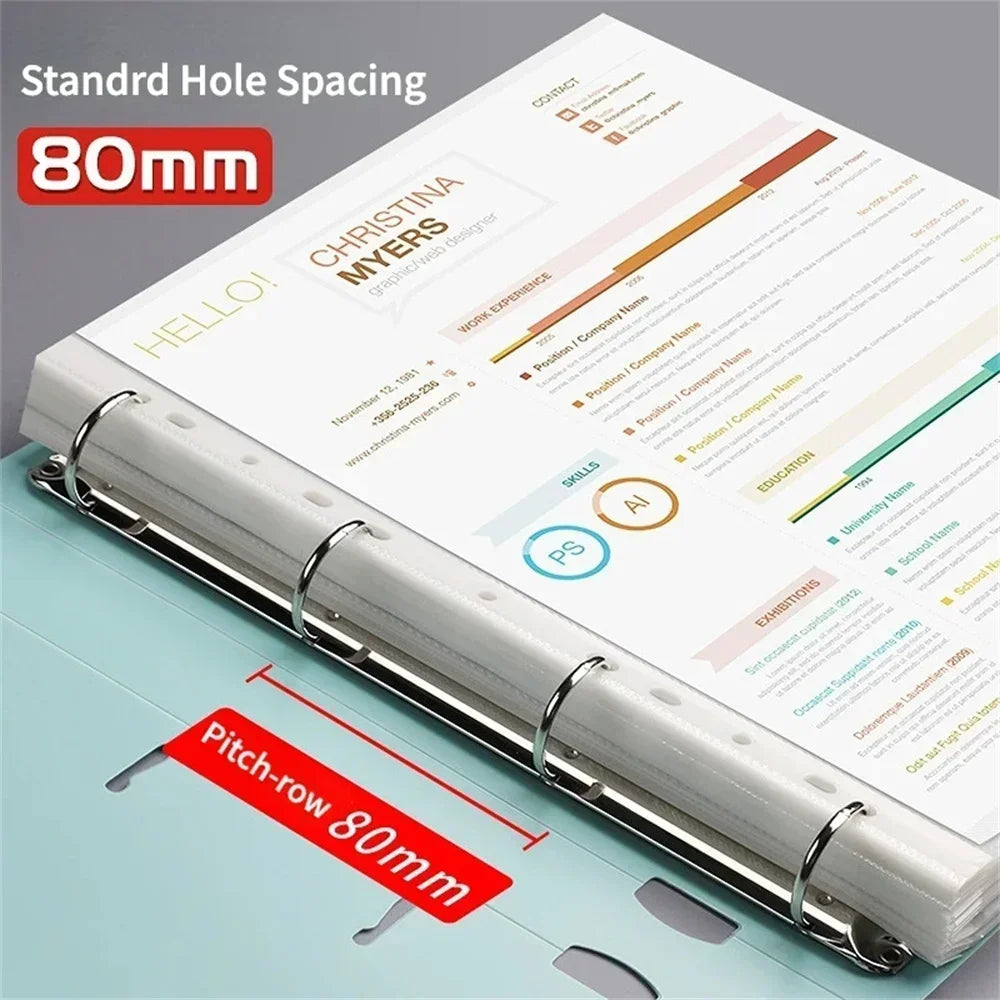 Heamsa  A4 Loose-leaf Folder Document Display Book 4 Holes Loose-leaf Folder Morandi Colour Waterproof File Ring Office Stationery