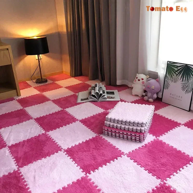 Hemasa Soft Plush Kids Mat Sports Children's Carpet Eva Foam Puzzle Rug Warm Play Mat for Children's Room Home Floor Decoration