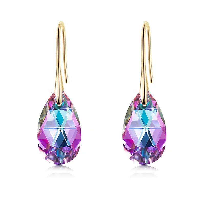 Classic Silver Color Korean Pear-shaped Drop Earrings Original Crystals from Austria Jewelry for Women Big Pendant Pendientes