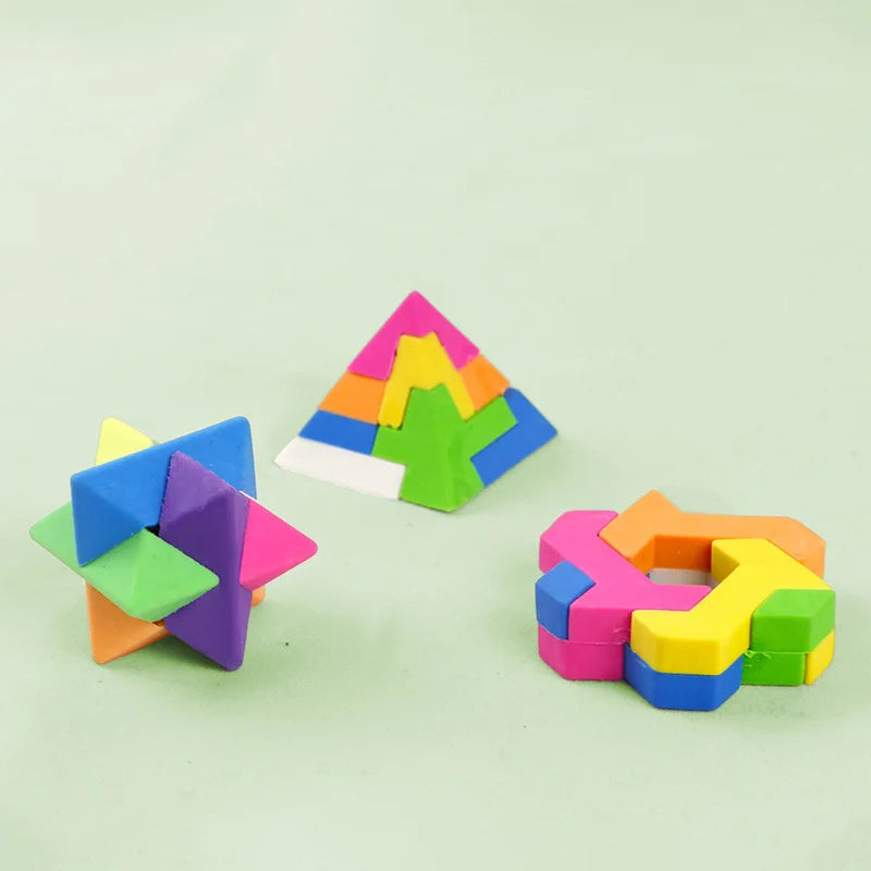 Bview Art Children's Puzzle DIY Assembly Rubik's Cube Eraser Puzzle Block Patchwork Eraser
