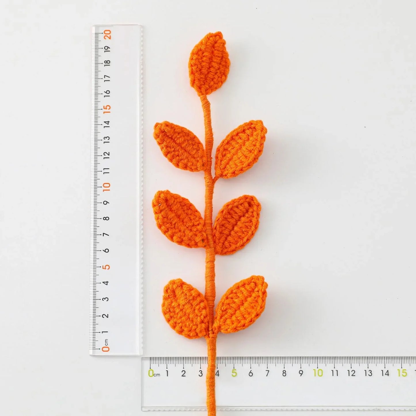 Hemasa 3pcs Crochet Leaves Knitted Eucalyptus Leaves Handmade Knitting Plant Artificial Plant for Flower Vase Home Decor