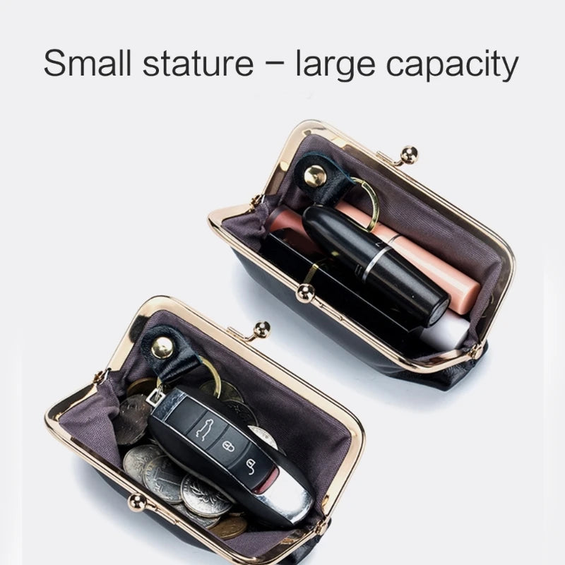 Coin Purse Bifold Lipstick Pack Change Pouch for Women Small Wallets Fashion Lady Purse Kiss Lock Wallets Vintage Clutch 517D