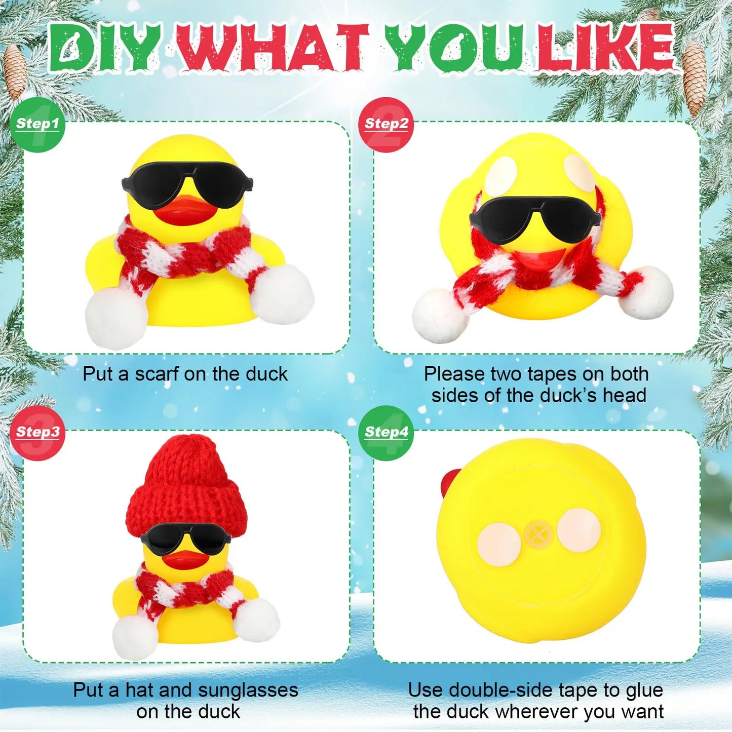 12/24/48 Set Christmas Rubber Ducks Showers Accessories Jeep Toys for Kids Christmas Party Favors