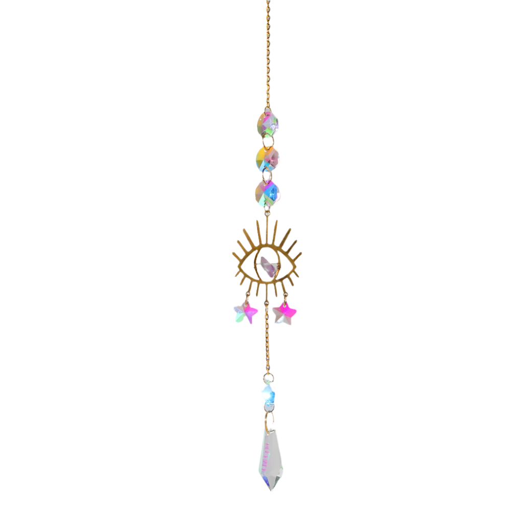 Hemasa Suncatcher Crystal Prisms Evil Eye Sun Catcher Rainbow Crystal Garden Decoration Outdoor Evil Eye Suncatchers Window Home Decor