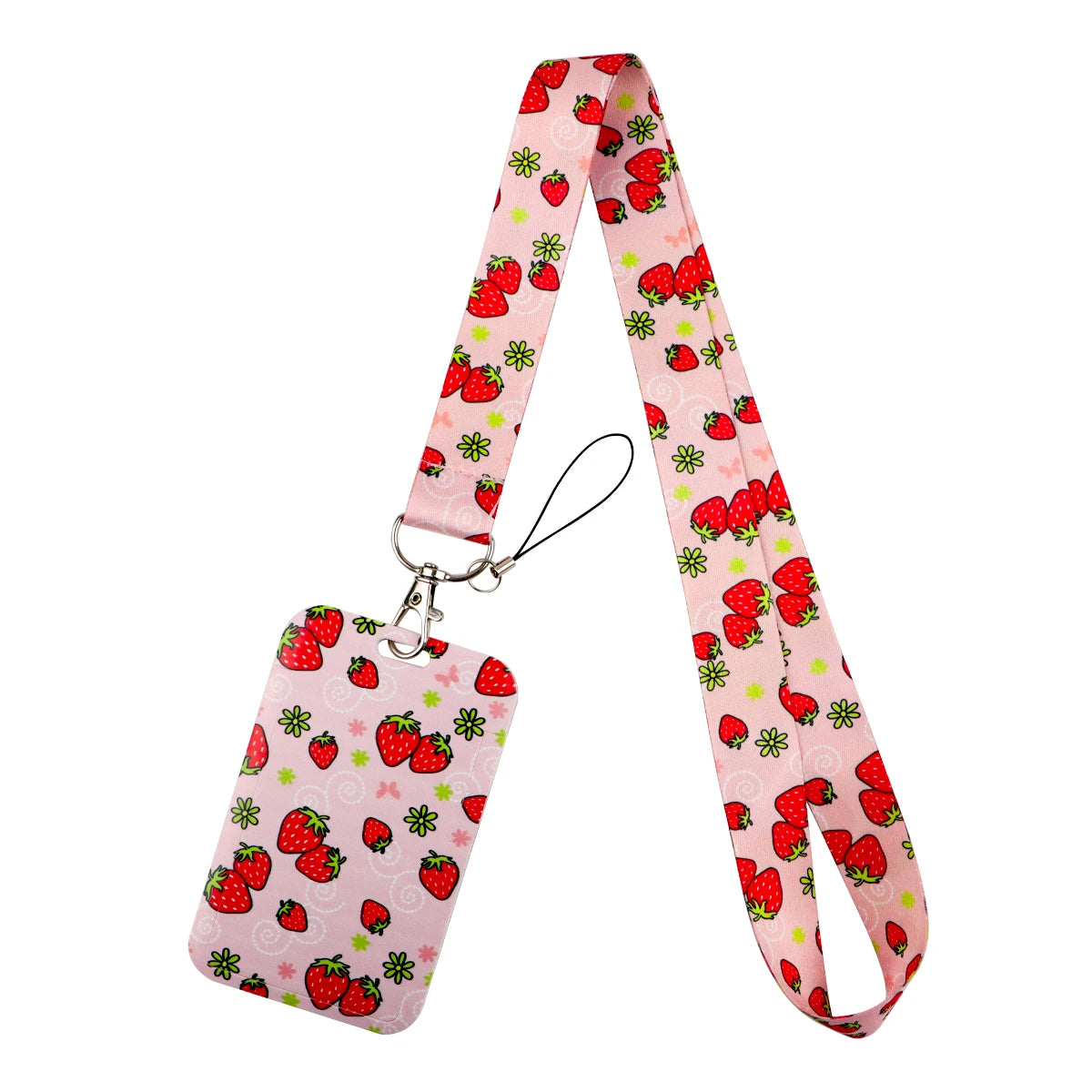 Strawberry Cell Phone Lanyard Neck Strap Hanging Lanyards for Keys ID Card Employee Card Badge Holder Leaf Neck Strap