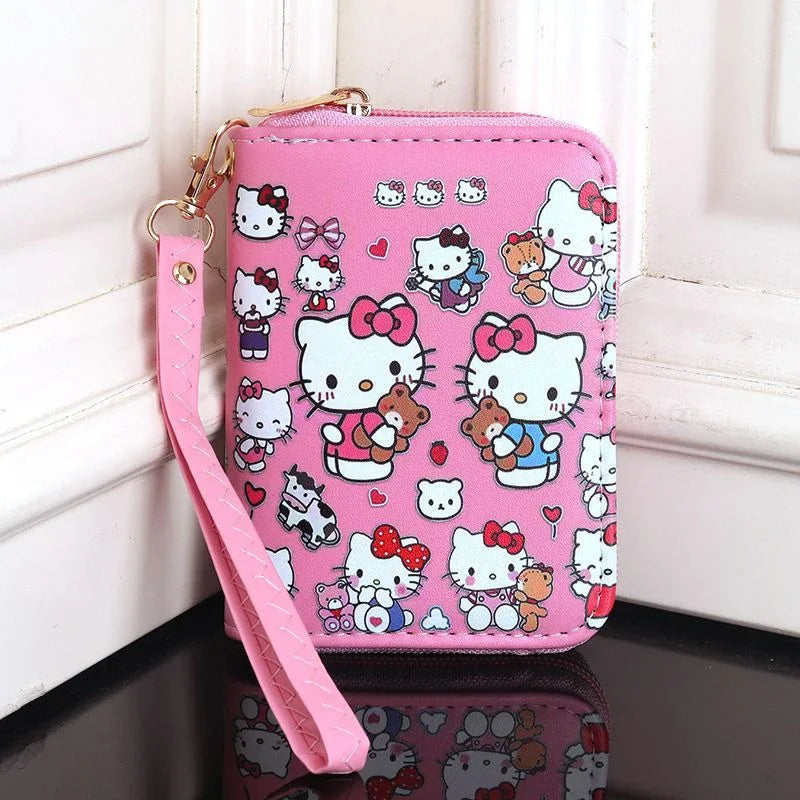 Cartoon Kuromi Short Version Waterproof Money Bag Zipper Coin Purse Multiple Card Slots Wallet Portable Decoration Girl Gift