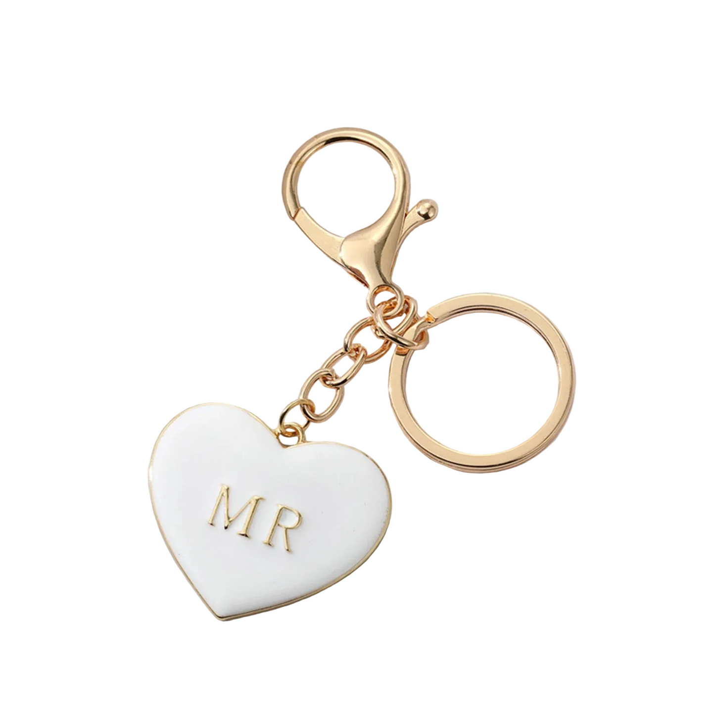 Hemasa Personality Alloy Black And White Heart Key Chain Drip oil Letters MRMRS Love Bag Pendant