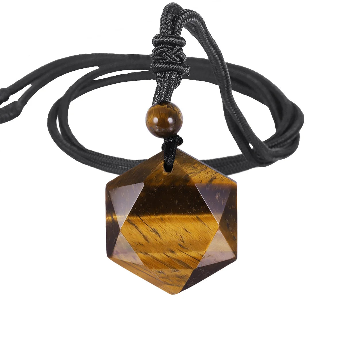 Hemasa Obsidian Hexagram Charm Rope Chain Necklace for Women