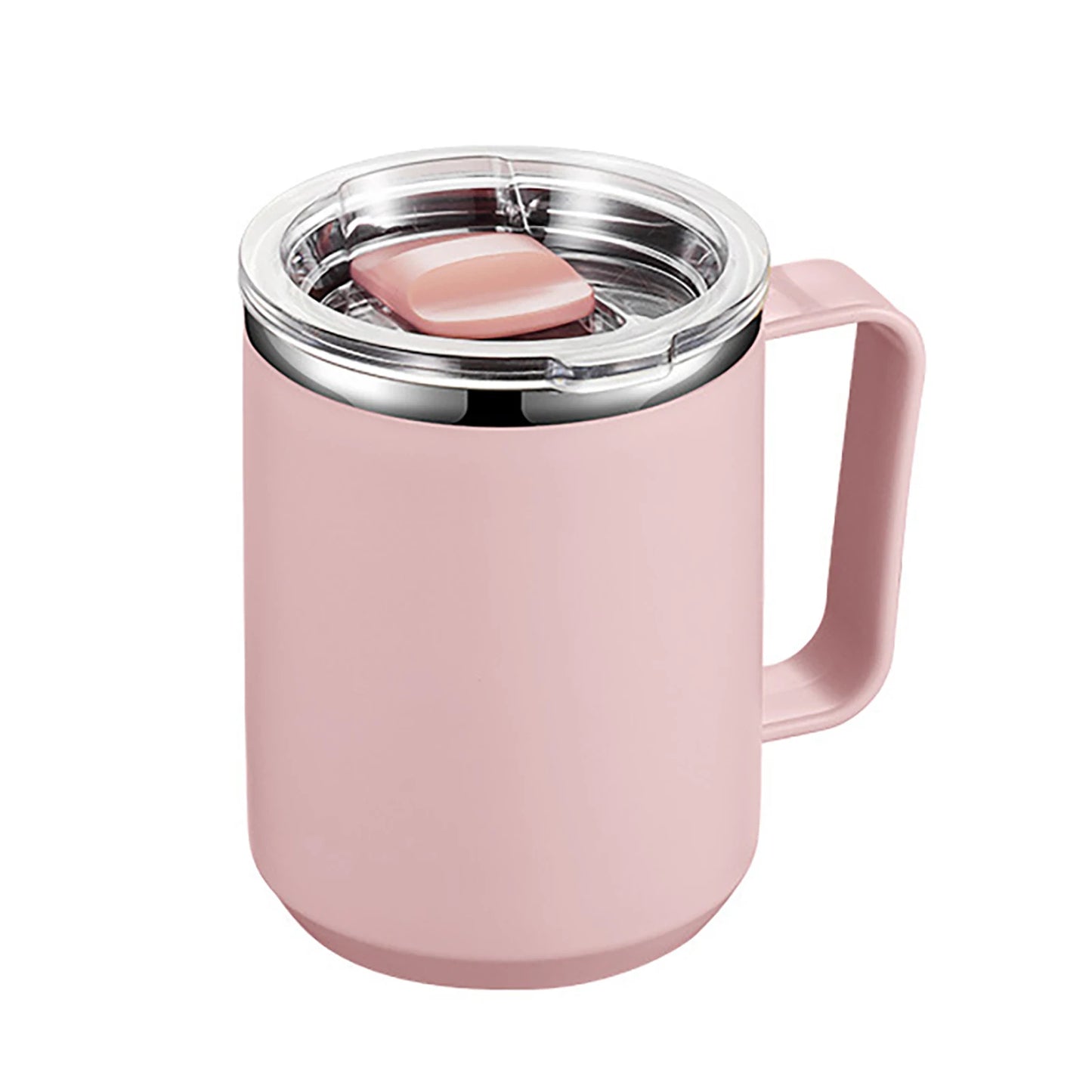 Hemasa 450ML Stainless Steel Coffee Cup Mug Handle Straw Lid Double-layer Drinkware Insulated Coffee Mug Tumbler Cold Hot Water Bottle