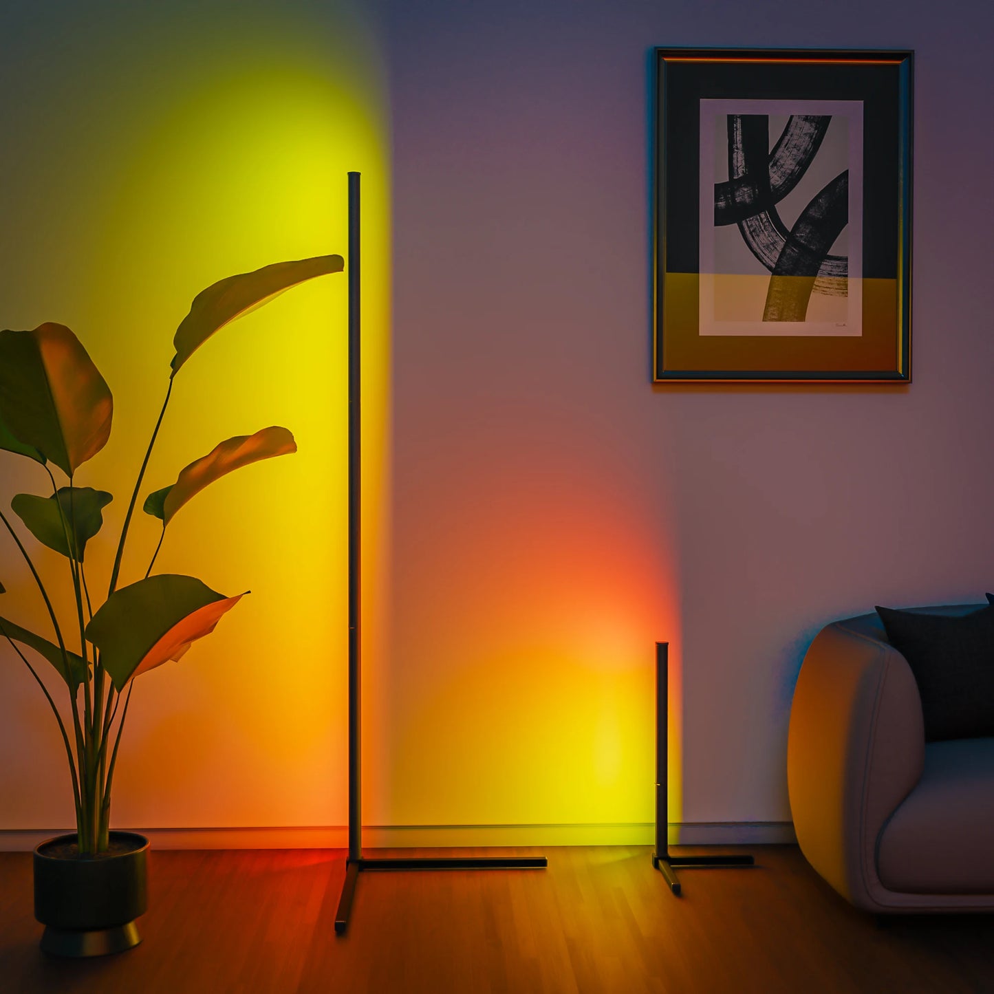 Hemasa Smart RGB Dream Color Floor Lamp with Music Sync Modern 16 Million Color Changing Standing Mood Light with APP & Remote Control