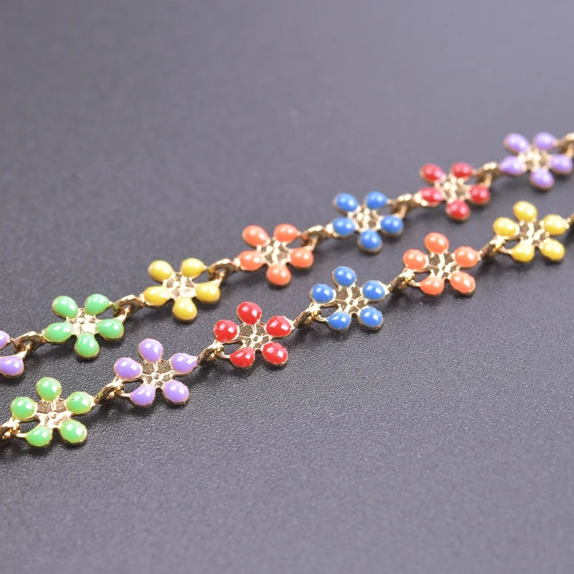 1Pcs Colorful 6*7mm Butterfly Moth Chain Stainless Steel Animal Insect Dripping Oil Bracelet Necklace Making Jewelry Accessories
