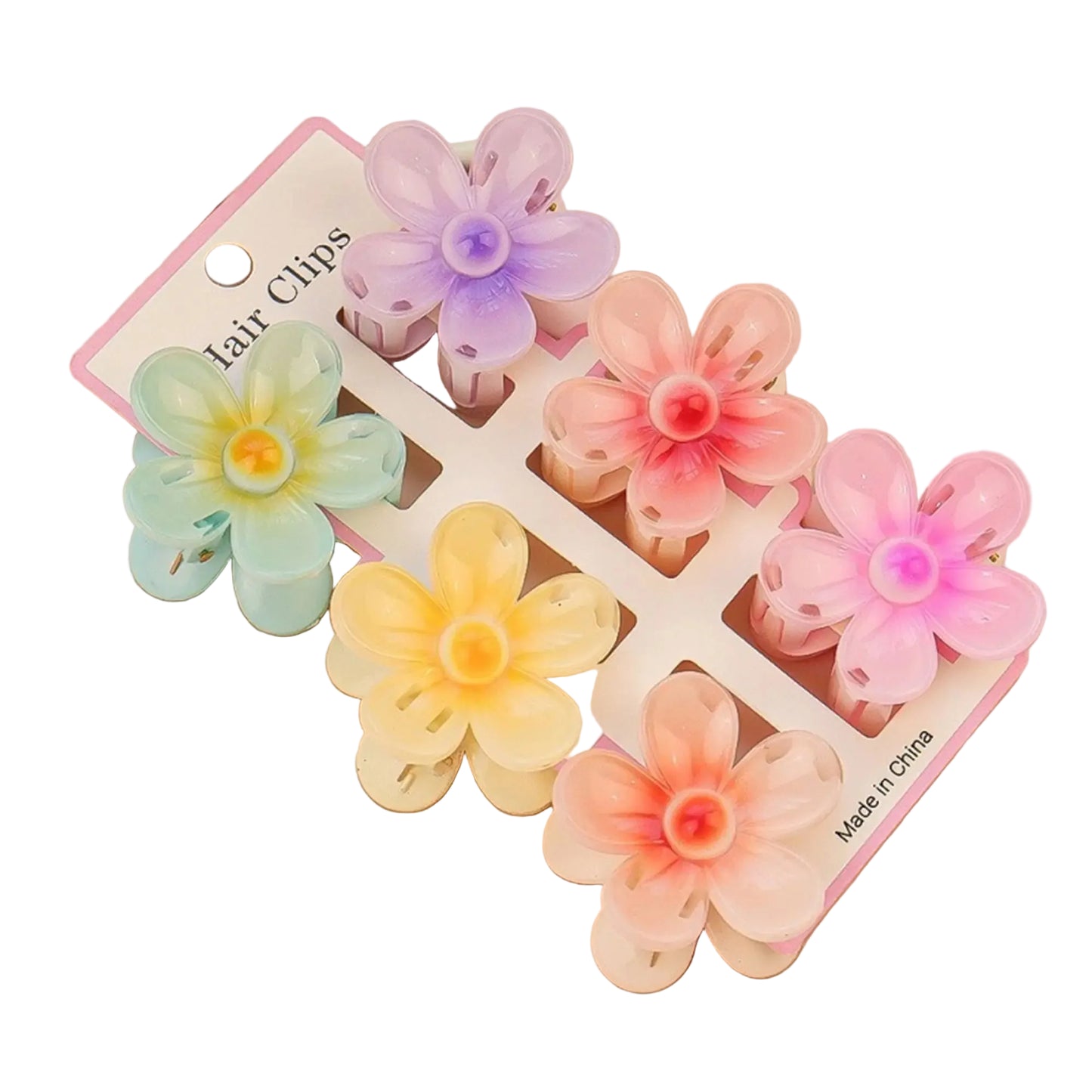 Tejesa 1set/lot 6 pieces of small hibiscus hair clip with gradient color, seaside vacation hair bun magic tool.