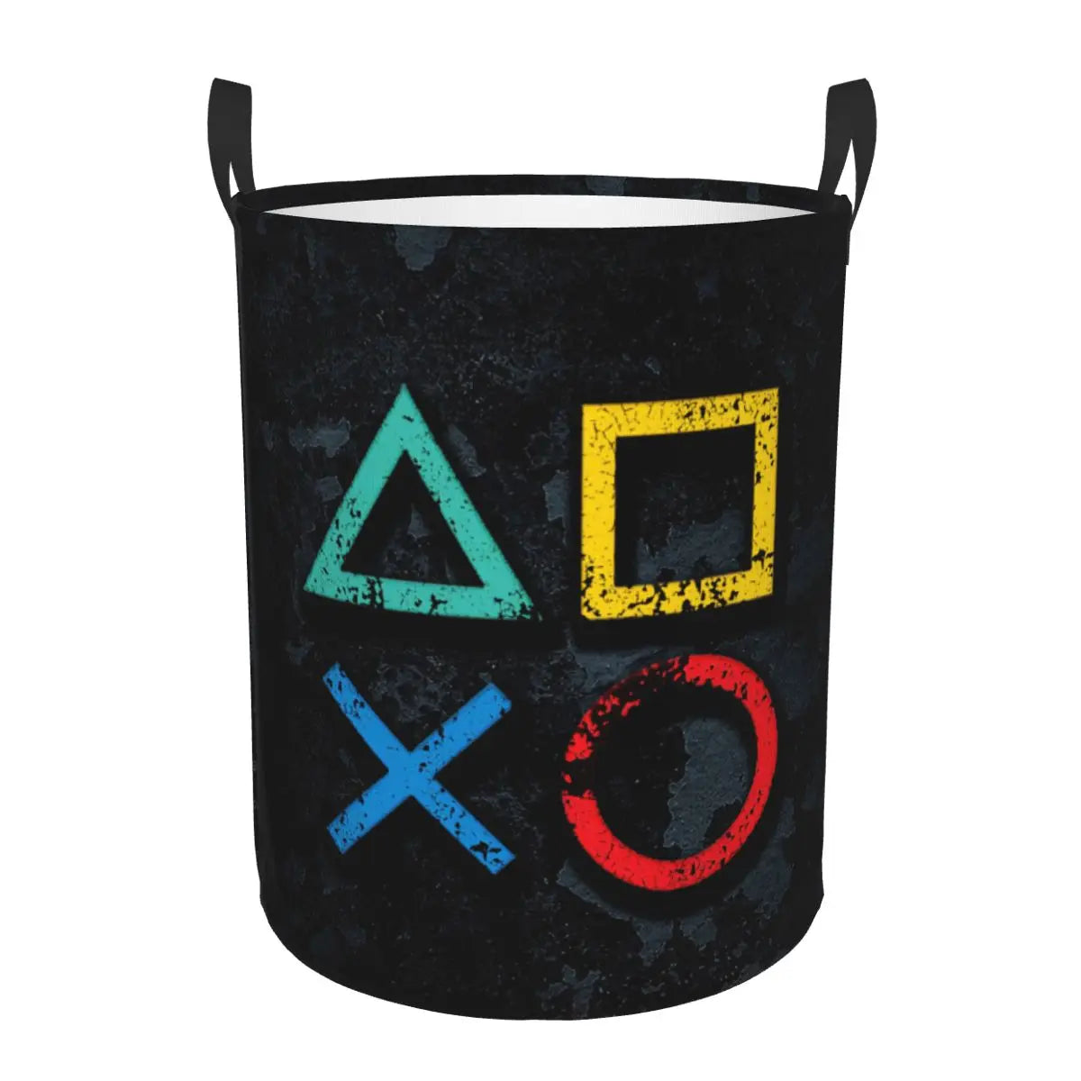 Customized Playstations Buttons Laundry Basket Collapsible Game Gamer Gift Clothes Toy Hamper Storage Bin for Kids Nursery