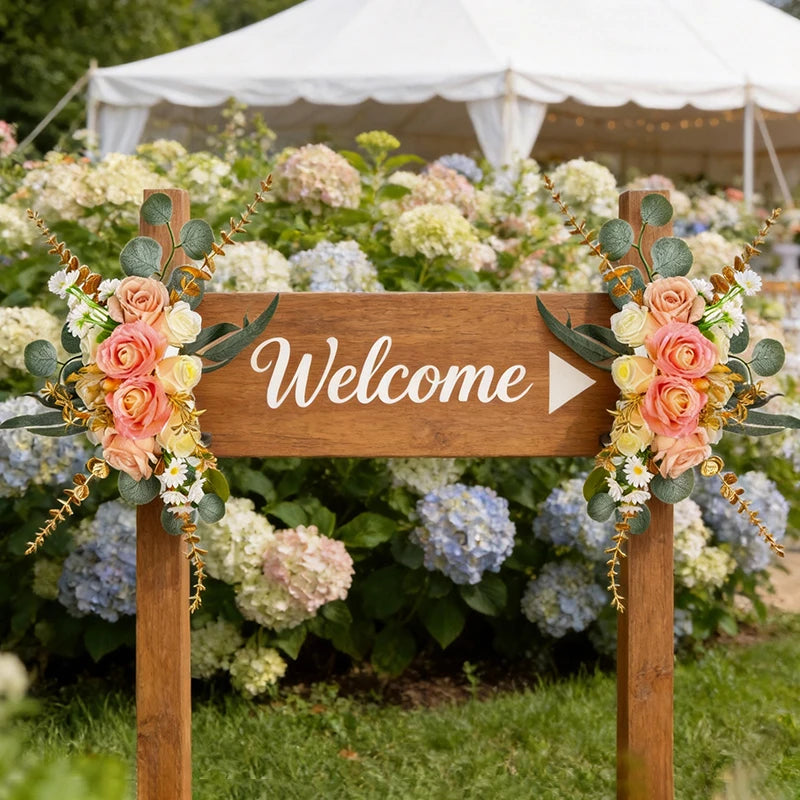 Tejesa Luxury Wedding Artificial Flowers /Pink Rose Flower Row for Wedding Arches /Home /Front Door Decor