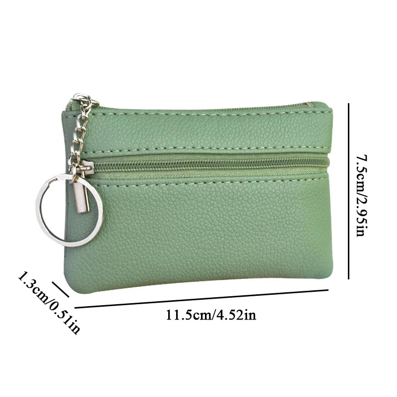 Hemasa Mini Multi-color PU Leather Small Coin Purse Light Top Layer  Zipper Key