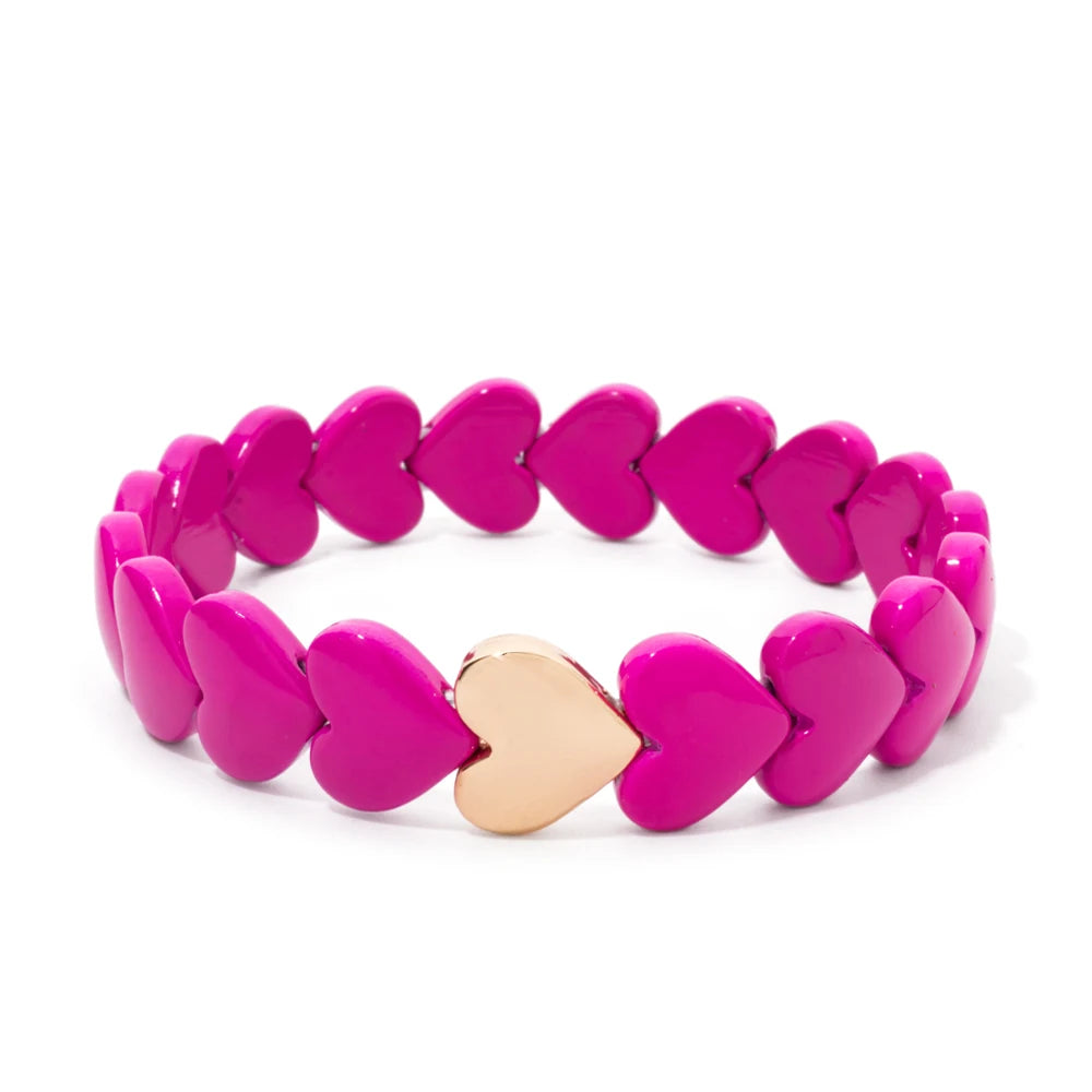 Tejesa  Handmade Colorful Rainbow  Beaded Elastic Bangle For Women