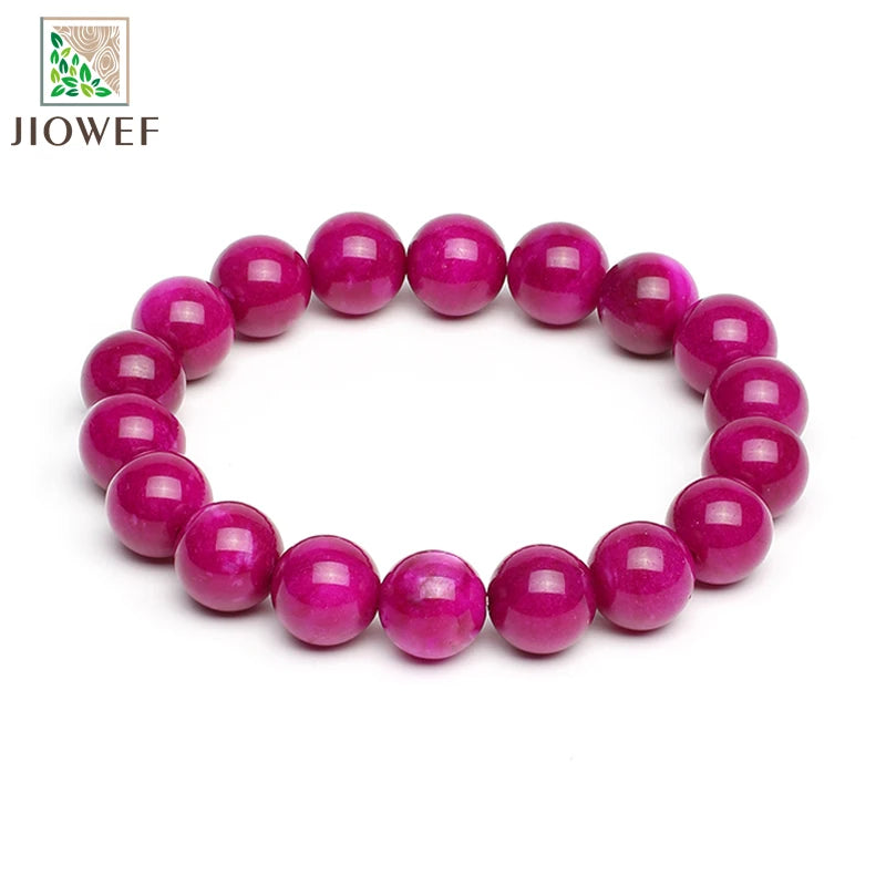 Purplish Red Chalcedony Jasper Bracelet Jewelry Natural Stone Stretch Couple Bracelet For Men Malachite Gem Beads 6/8/10/12mm