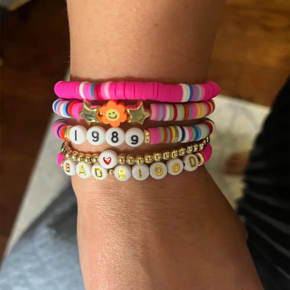 Hemasa 5pcs/set  Polymer Clay Beads  Bracelet Sets  For Women/Girls