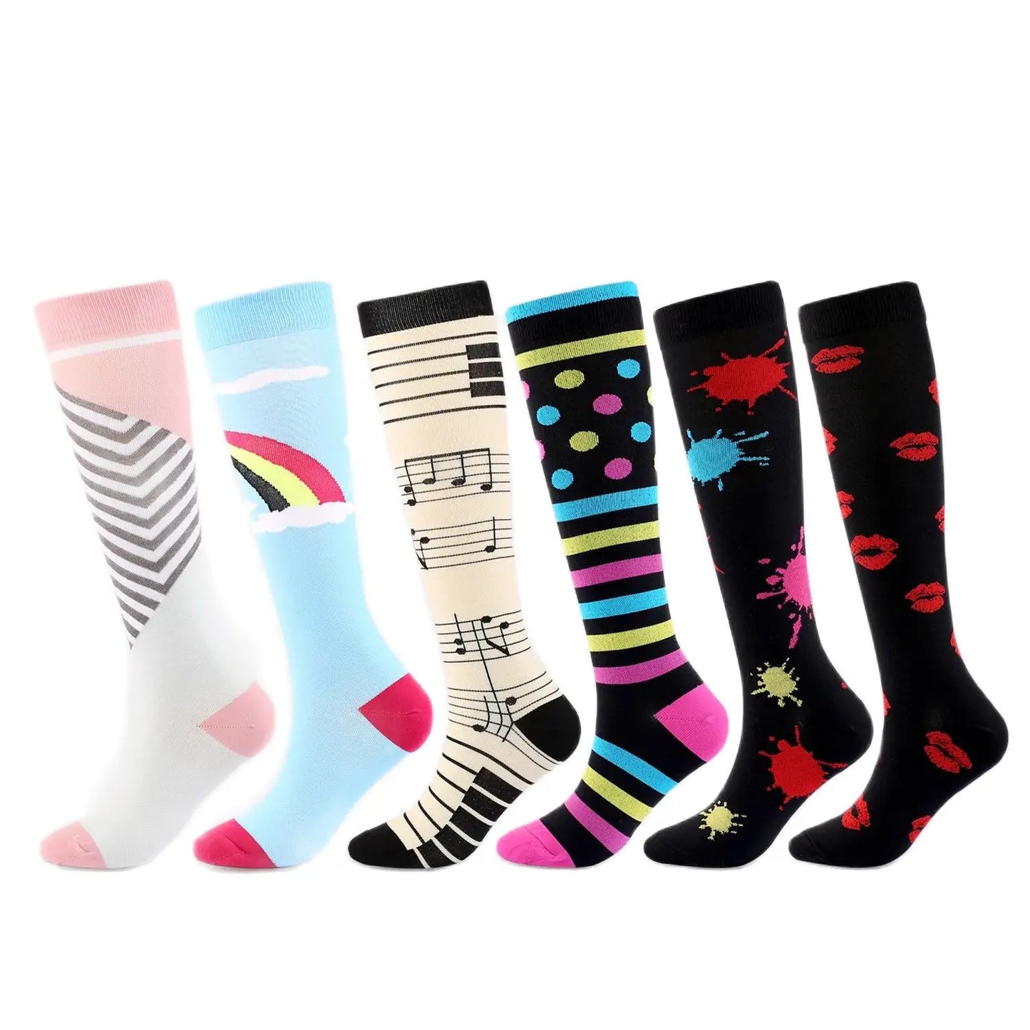Compression Socks Men Women Boy Girl Adult Knee High Edema Varicose Veins Athletic Medical Nurse Running Flight Travels Stocking