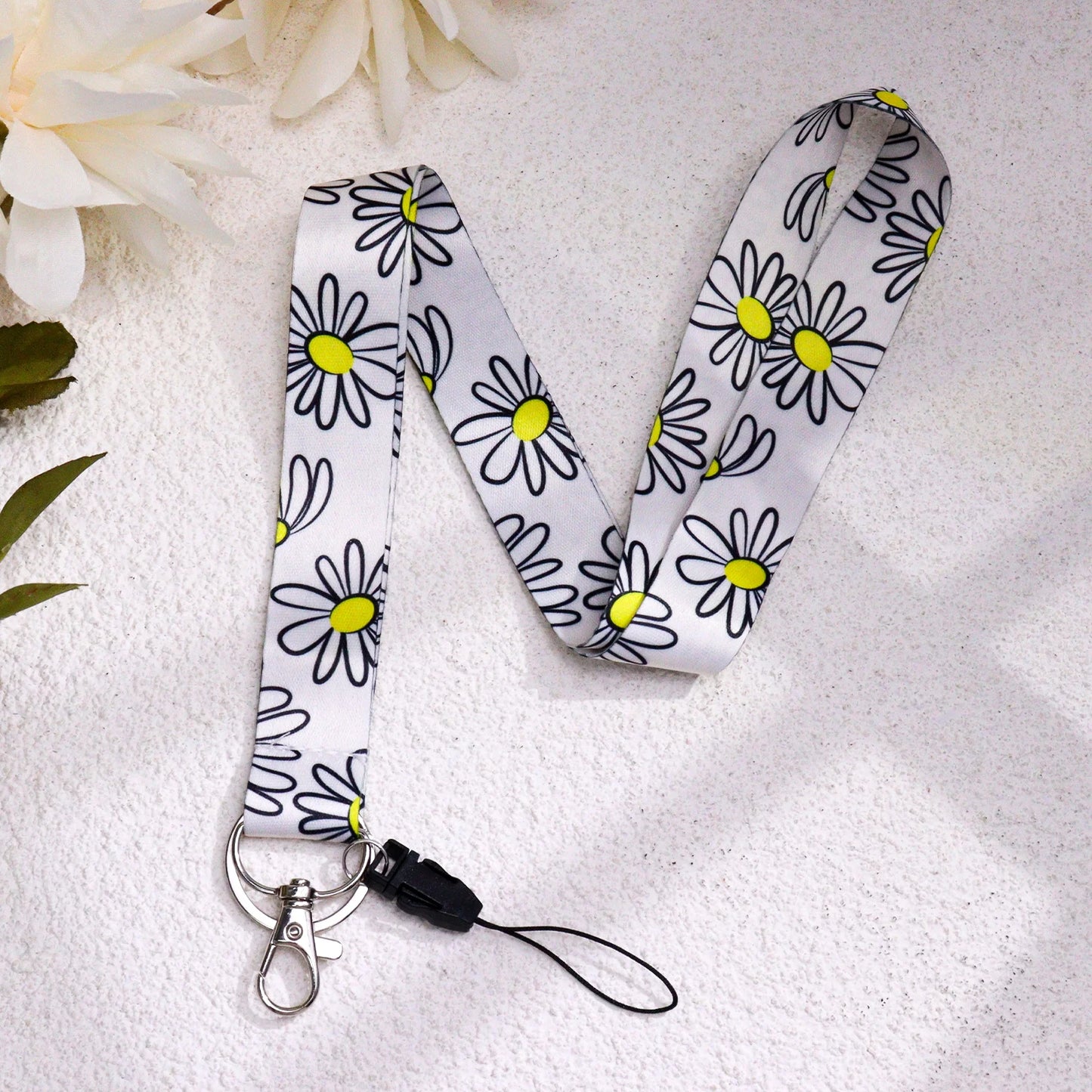Tejesa  Daisy Neck Lanyard for ID Card Holder /Cute Flower Polyester Teacher Lanyard