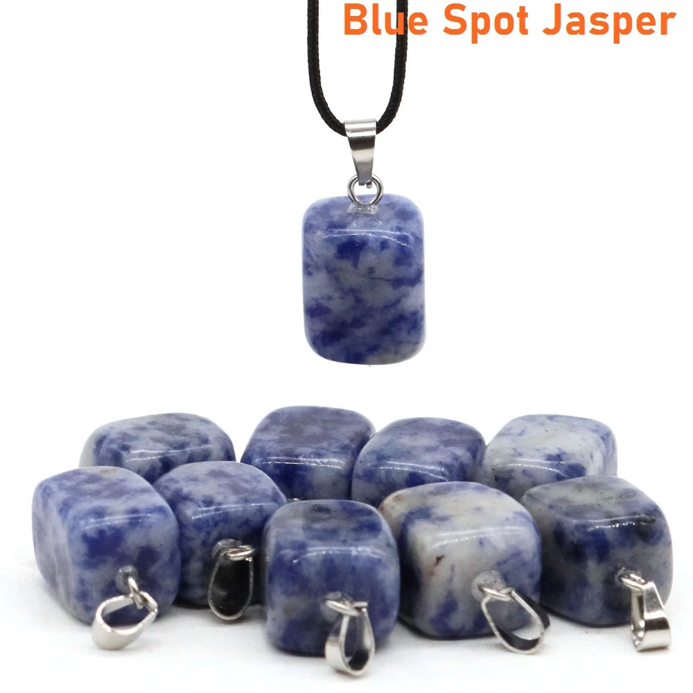Natural Healing Irregular Tumble Stone Necklace Reiki Mineral Rose Quartz Tiger Eye Pendants for Women Men Jewelry Making Gifts