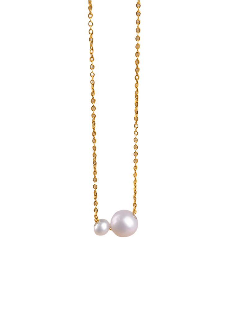 Hemasa 4-8mm round  freshwater Pearl 925sliver golden plated necklace for Women Girl's choker jewelry