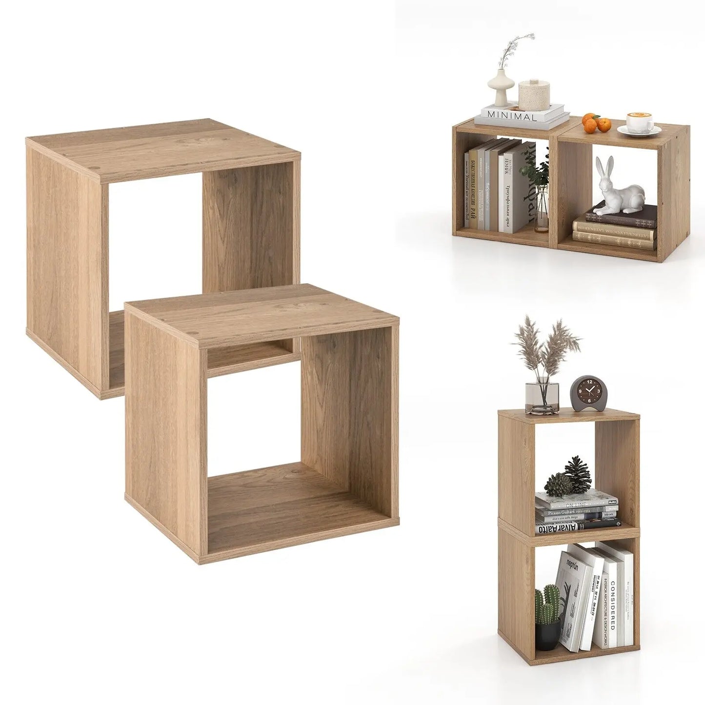 GOFLAME Set of 2 Cube Storage Organizer Stackable Open Bookcase Display Rack Bookshelf