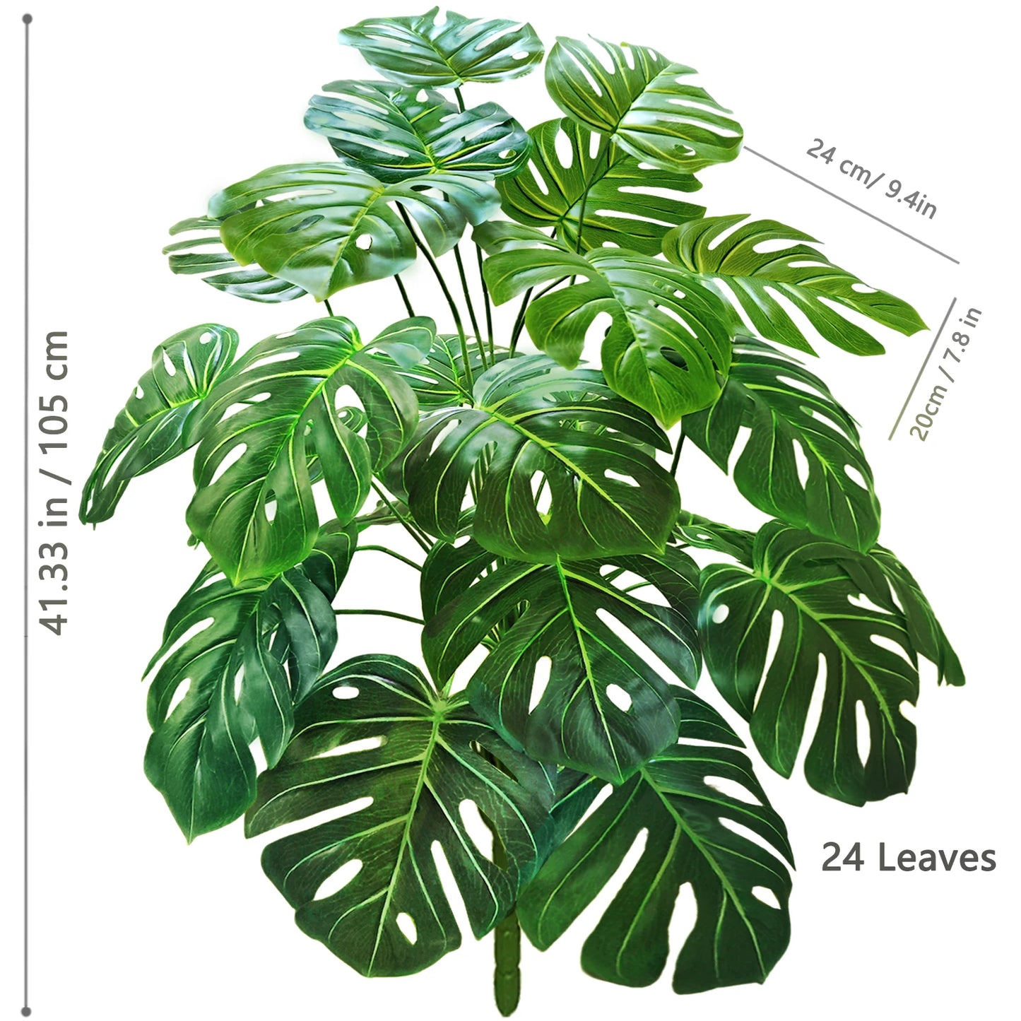 Tejesa 60-103cm Artificial Monstera deliciosa Pothos Alocasia Leaf Fake Plant Ornamental Festive Home Office Decoration