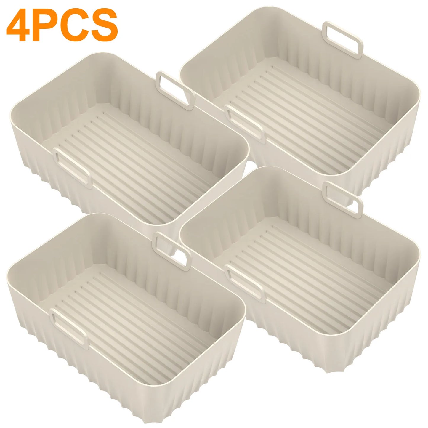 4/2pc Air Fryer Baking Tray Liner Silicone Pot Oven Bake Basket Fried Chicken Pan Pizza Mat Baking Sheet Fruit Veggi Wash Basket