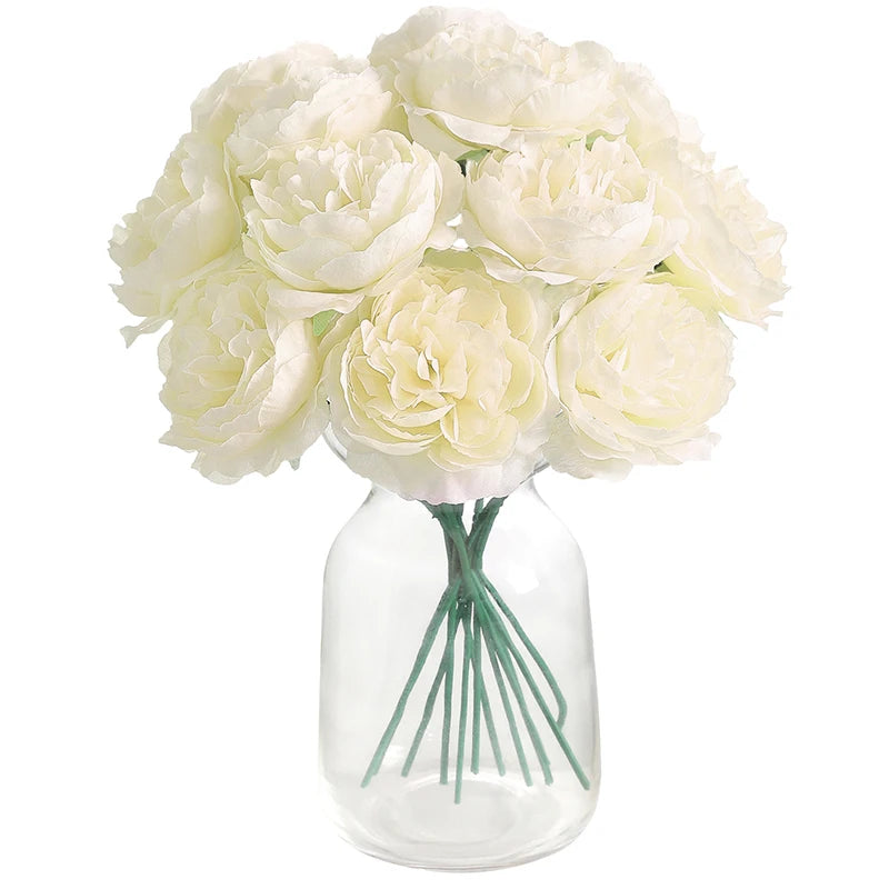 6Pcs Artificial Peony Flowers Bouquet 20CM Fake Flower for Home Decor Garden Wedding Decoration Outdoor Vase Flower Arrangement