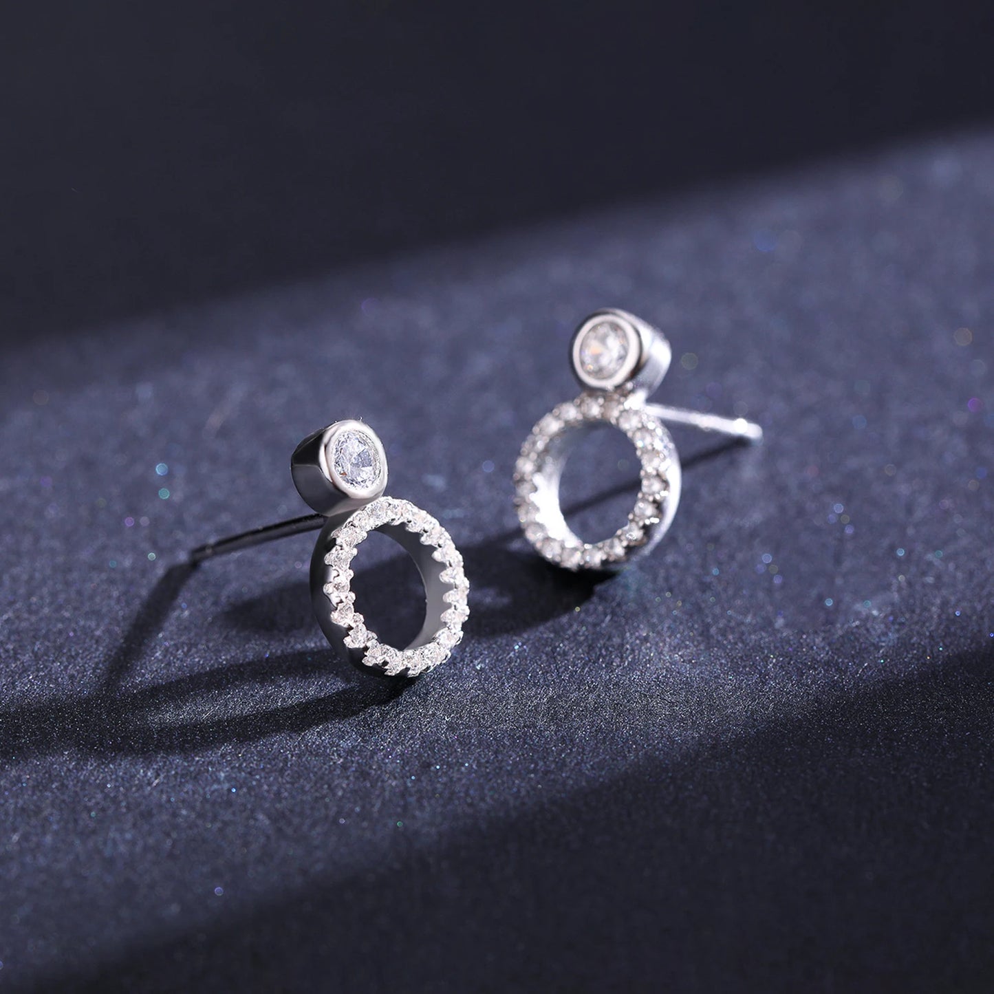 Modian 100% Real 925 Sterling Silver Classic Geometric Round Stud Earrings for Women Luxury Clear CZ Fine Female Wedding Jewelry