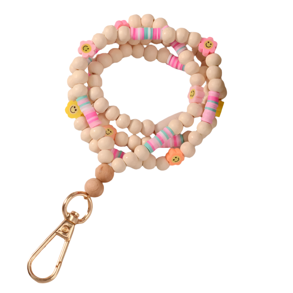 Hemasa New Fashion Wood Beads Necklace Keychains lanyard for Women /Girls