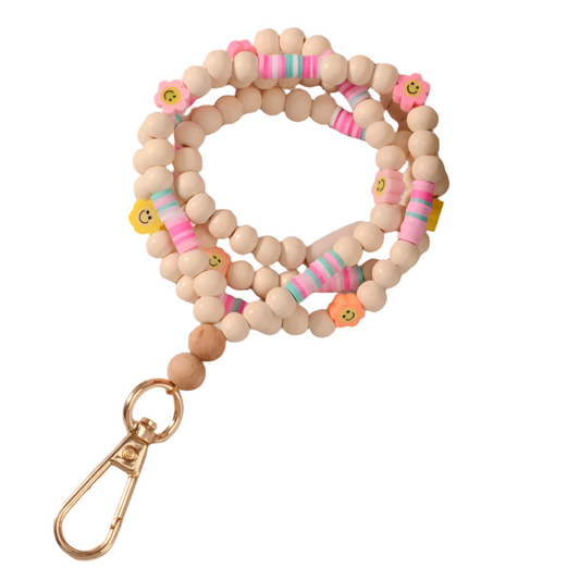 Hemasa New Fashion Wood Beads Necklace Keychains lanyard for Women /Girls