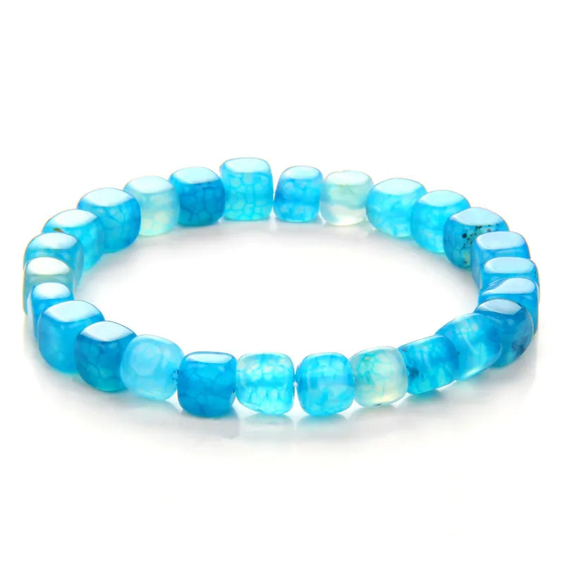 Square Tourmaline Agates Bracelets For Women Men 6mm Red Agates Round Spacer Beads Bracelet Handmade Stretch Meditation Bangles