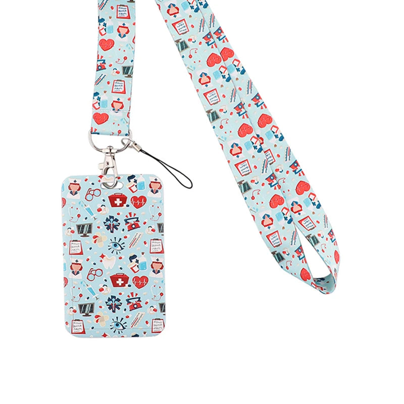 Dentist Doctor Nurse Cartoon Credential Neck Strap Lanyards Keychain ID Card Pass Hang Rope Lariat Key Chain Ring Badge Holder