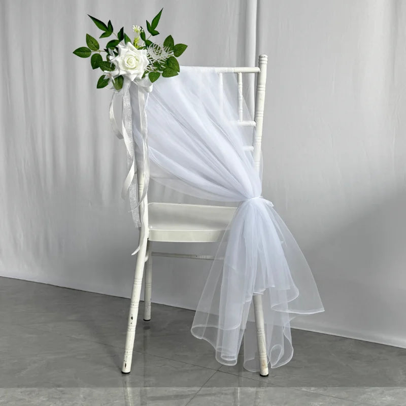 YeeNanee 8pcs Wedding Chair Decoration Flowers Artificial Rose Eucalyptus Pew Flowers for Wedding Ceremony Aisle Church Decor