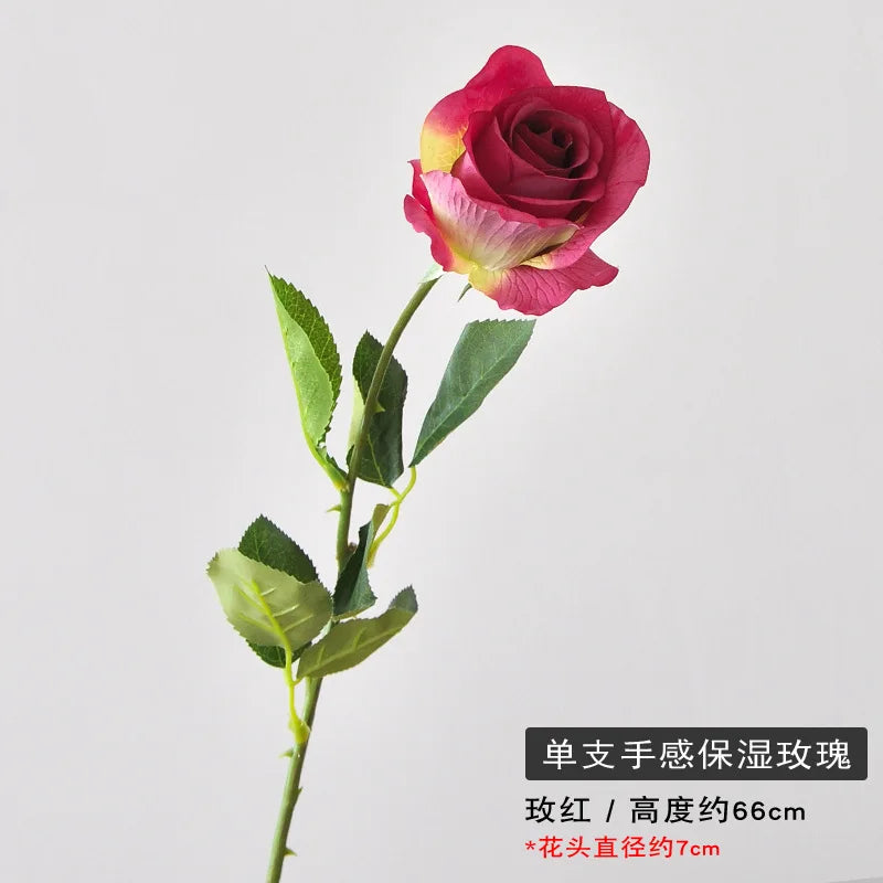 5Pcs Moist Feel Rose Artificial Flowers Branch Home Decoration Real Touch Roses Wedding Bouquet Party Table Flower Arrangement