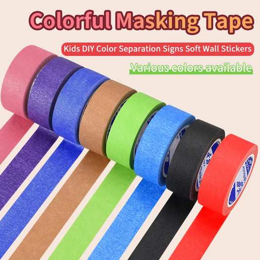 10/50m Color Masking Tape Black Decoration Masking Spray Paint Traceless Student Office Art Painting Sticker