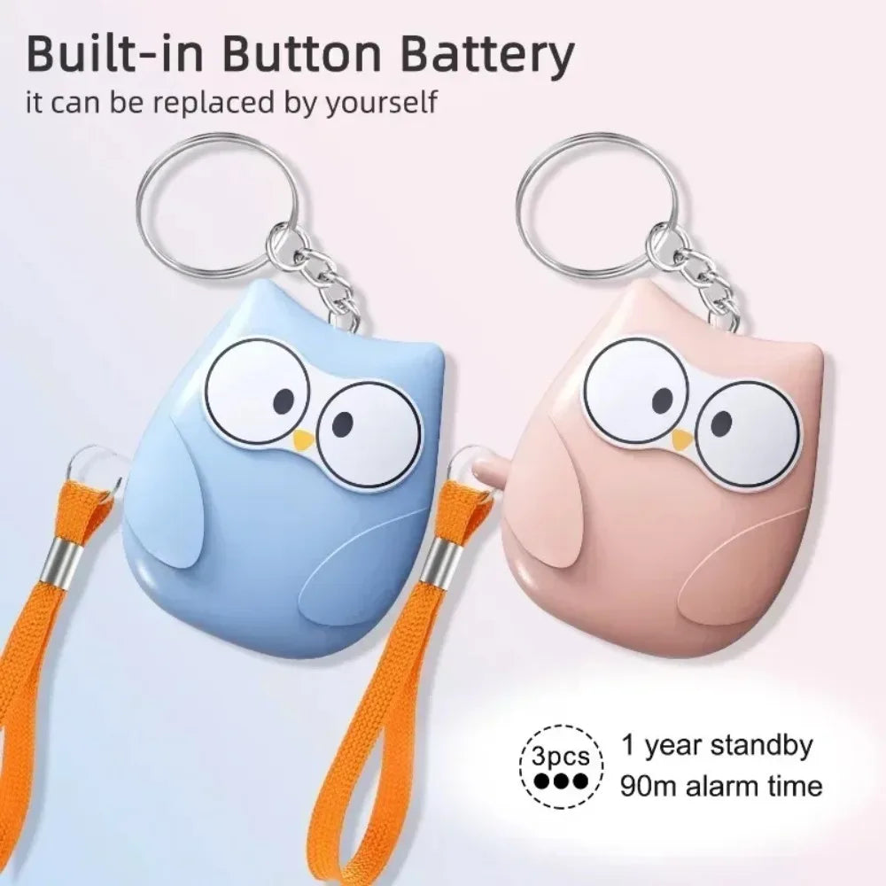 Hemasa Self Defense Alarm Cute Owl 130DB Self Defense Siren Safety Alarm for Children/Girl Personal EDC Keychain Warning Light