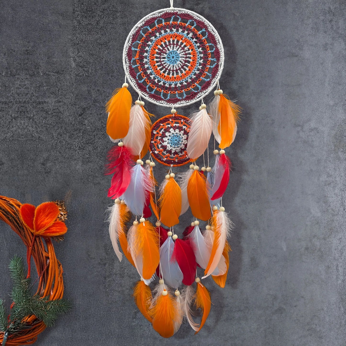 Tejesa Bohemian Feathers Dream Catcher Large Window Hangings Bedroom Pendants Home Decorations Handmade Accessories For Festival Gifts