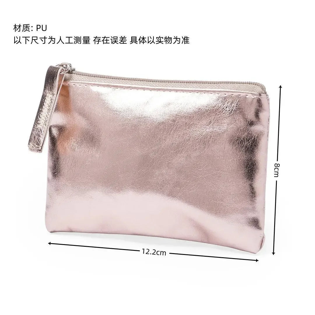 Multifunctional Wallet Mini Zipper Storage Bag Portable Coin Purse Key Organizer Card Holder Silver Coin Purses Bags PU Leather