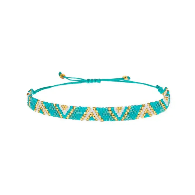 Tejesa ALIYA Bohemia Multilayer Elastic Weave Bracelets Set For Women Geometry Evil Eye Beads Combination Bracelet Charm Jewelry Gift