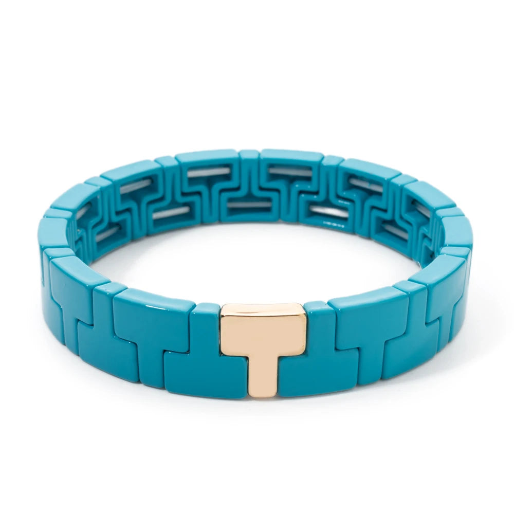 Hemasa  Enamel Colorful Enamel  Beaded Elastic Bangle Bracelet for women/Girls