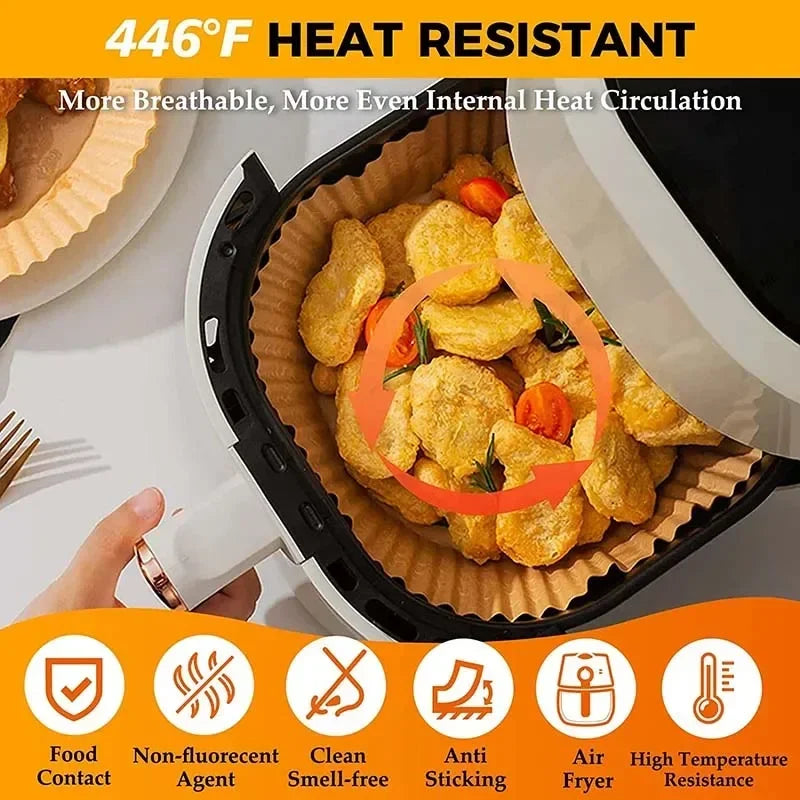 Tejesa Air Fryer Disposable Baking Paper Liner Non-Stick Mat Steamer Square Round Parchment for Microwave Oven Kitchen Cookers (20CM-Square, 200PCS)