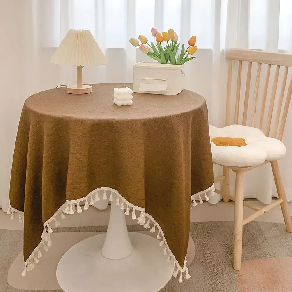 Tassel Tablecloth Kitchen Table Runner Camping Mat Tea Table Cover Wedding Dining Room Decoration 14 Colors
