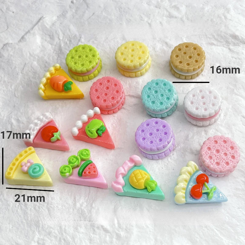 10 Pcs Resin Simulation Cartoon Macaron Flatback Cabochon Art Supply DIY Earring Craft Scrapbooking For Hair Bow Clip Decoration