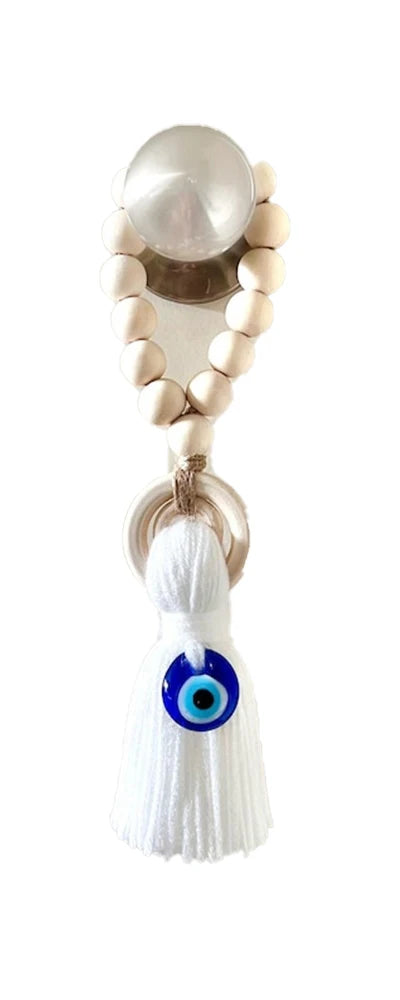 Wooden Guardian Amulet Tassel with Glass Evil Eye Bead Door-Knob Handle Hanging Modern Home Aesthetic Décor Home Decor Gift
