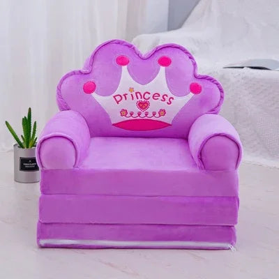 Cartoon Kid Sofa Fashion Crown Seat Toddler Child Chair Mini Folding Sofa with Filling Material 110cm Comfortable Kid Sofa