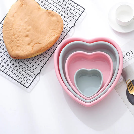 Multi-size Heart Silicone Cake Mold DIY Love Layered Baking Pan Chocolate Candy Jelly Ice Mould Cute Gift Soap Candle Making Set